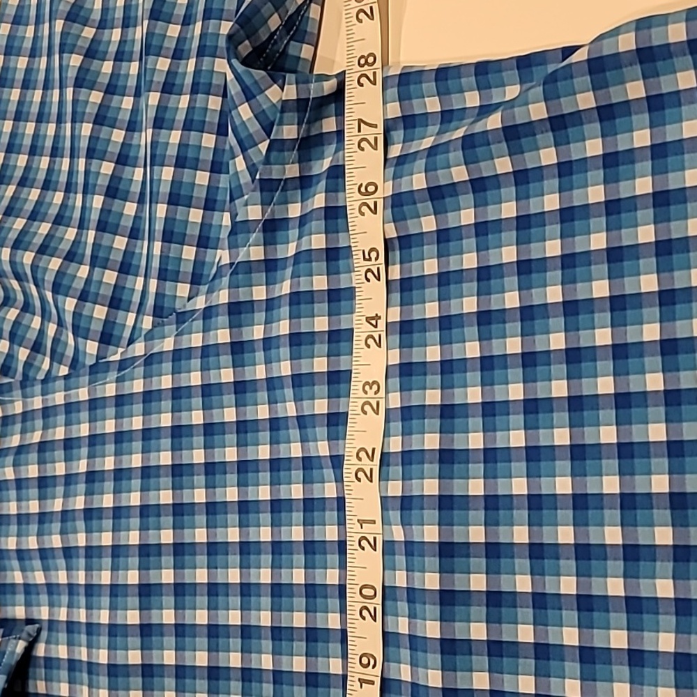 Lands' End Plaid Regular Fit Shirt Blue Teal White 18-18.5 34-351 - Picture 9 of 10